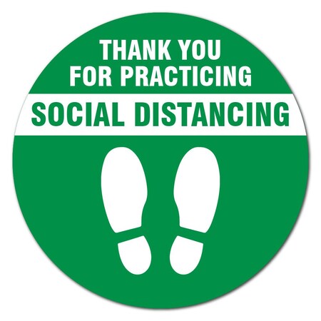 Signmission Thank You For Social Distance Green Non-Slip Floor Graphic, 16" x 16", FD-C-16-99994 FD-C-16-99994